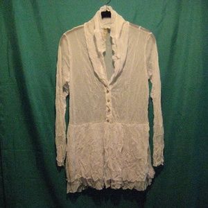 Comfy USA sheer white summer blouse